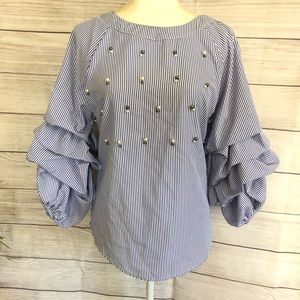 Kontrol Contemporary Studded Flutter Sleeve Top